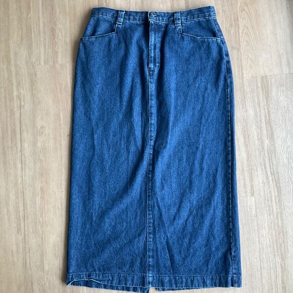 Lee Vintage Size Maxi Jean Denim Skirt Dark Wash - Picture 11 of 12